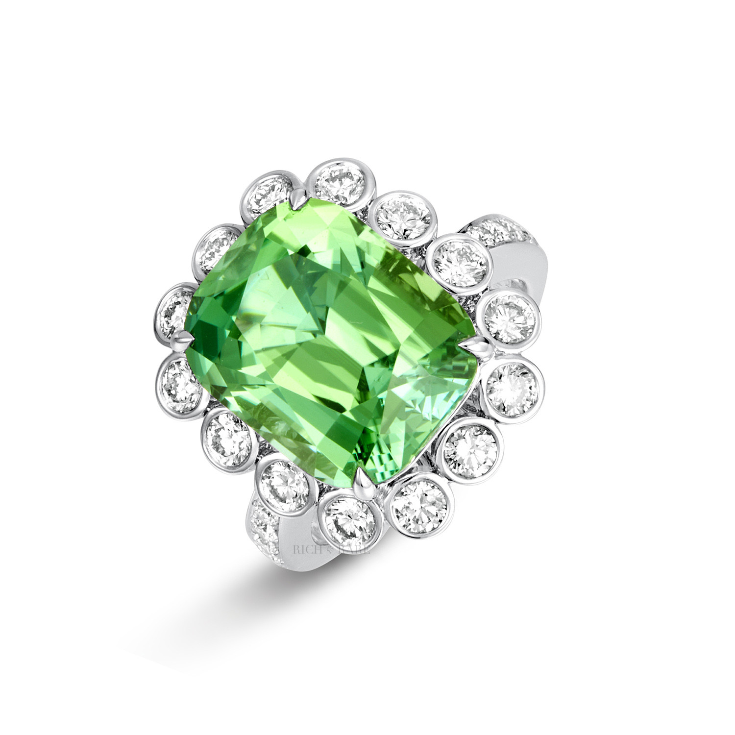 MINT TOURMALINE, ONYX AND DIAMOND BROOCH/RING